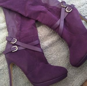 Purple suede boots